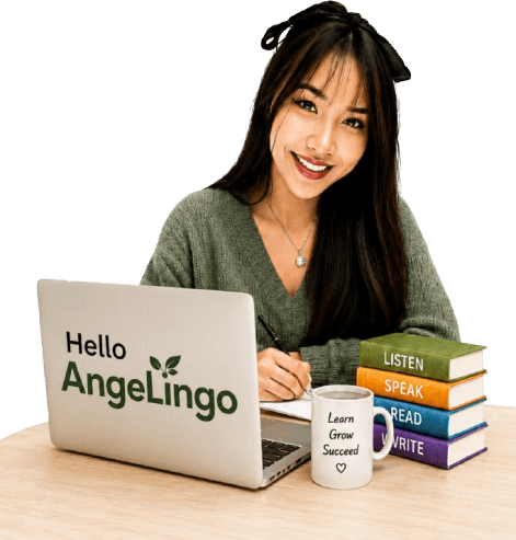 Teacher hosting an online English lesson with Hello AngeLingo